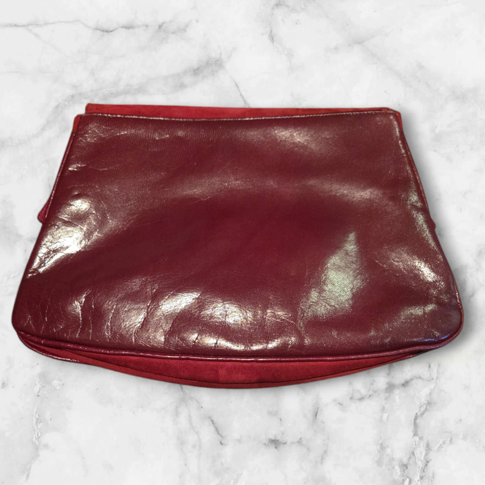 80s Vintage Maroon Clutch - Picture 2 of 6